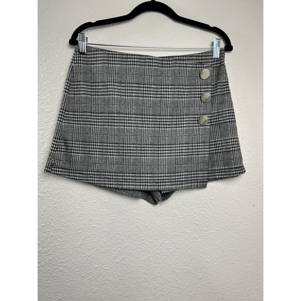 HAUTE MONDE Skort Women's Black White Button Skirt Casual Short Size XL